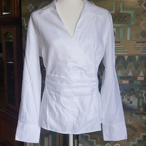 Talbots beautiful white blouse with rhinestones